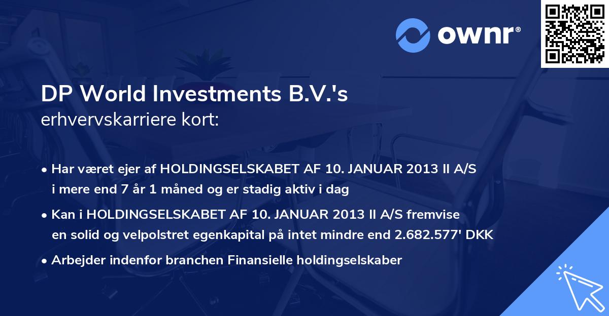DP World Investments B.V.'s erhvervskarriere kort
