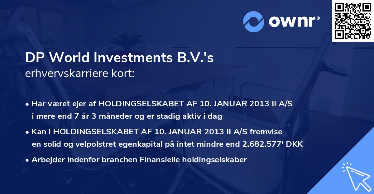 DP World Investments B.V.'s erhvervskarriere kort
