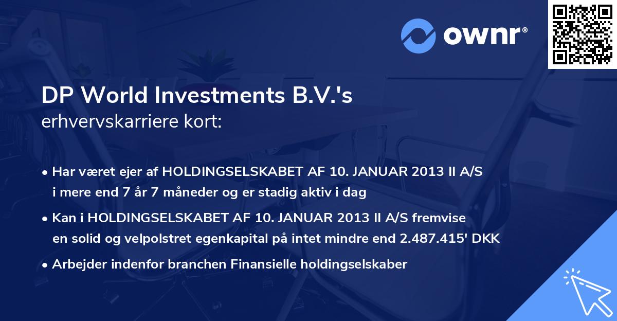 DP World Investments B.V.'s erhvervskarriere kort