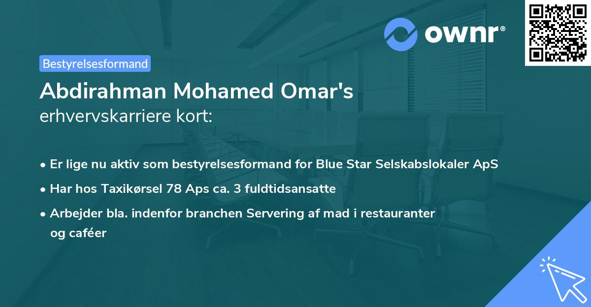 Abdirahman Mohamed Omar's erhvervskarriere kort