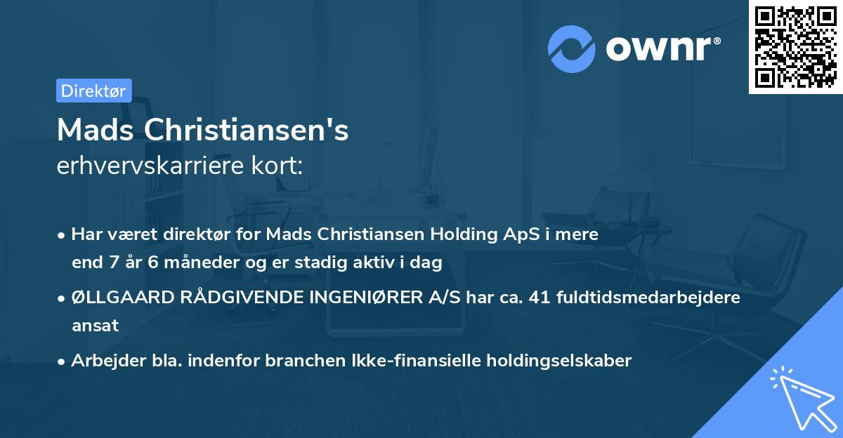 Mads Christiansen's erhvervskarriere kort