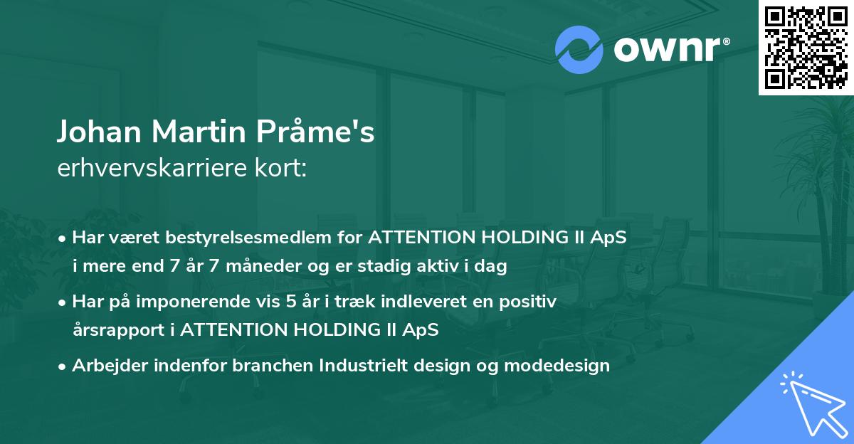 Johan Martin Pråme's erhvervskarriere kort