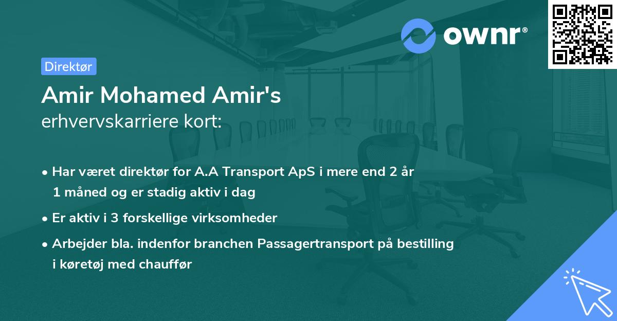 Amir Mohamed Amir's erhvervskarriere kort