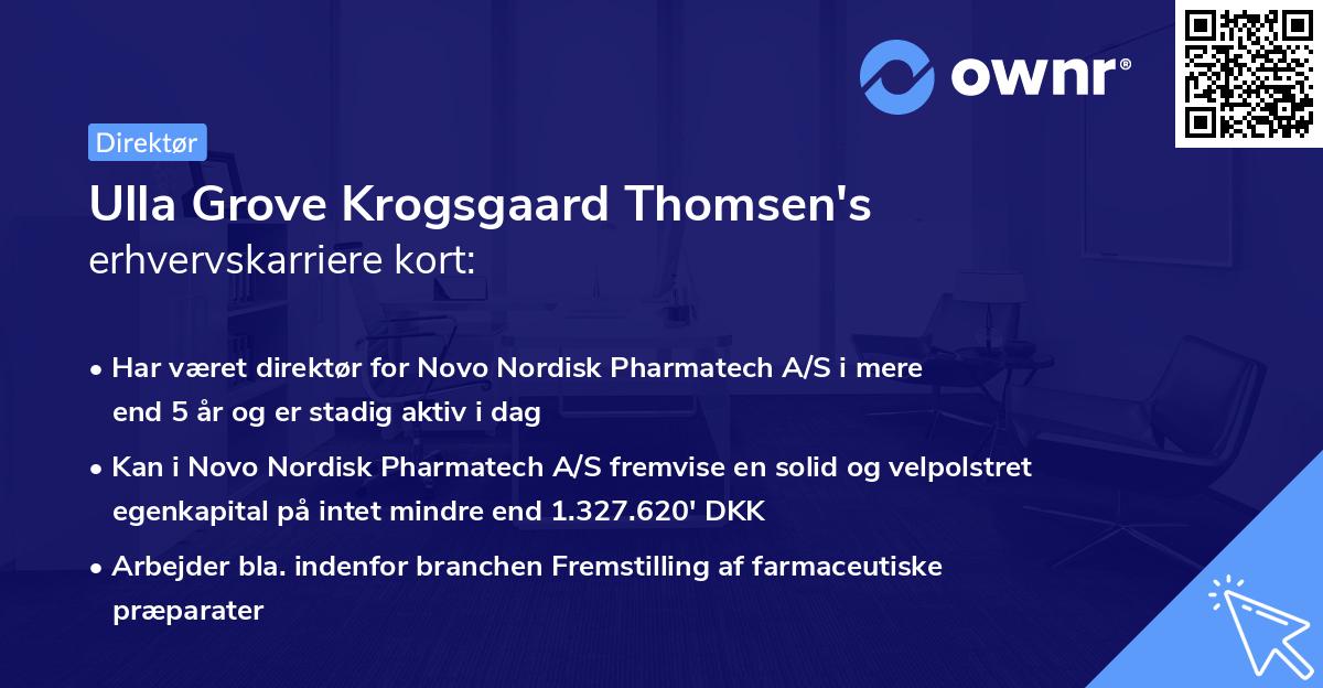 Ulla Grove Krogsgaard Thomsen's erhvervskarriere kort