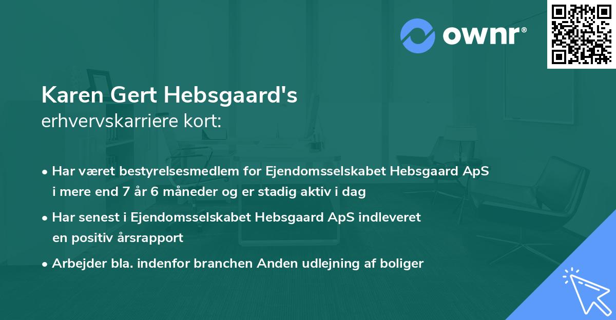 Karen Gert Hebsgaard's erhvervskarriere kort