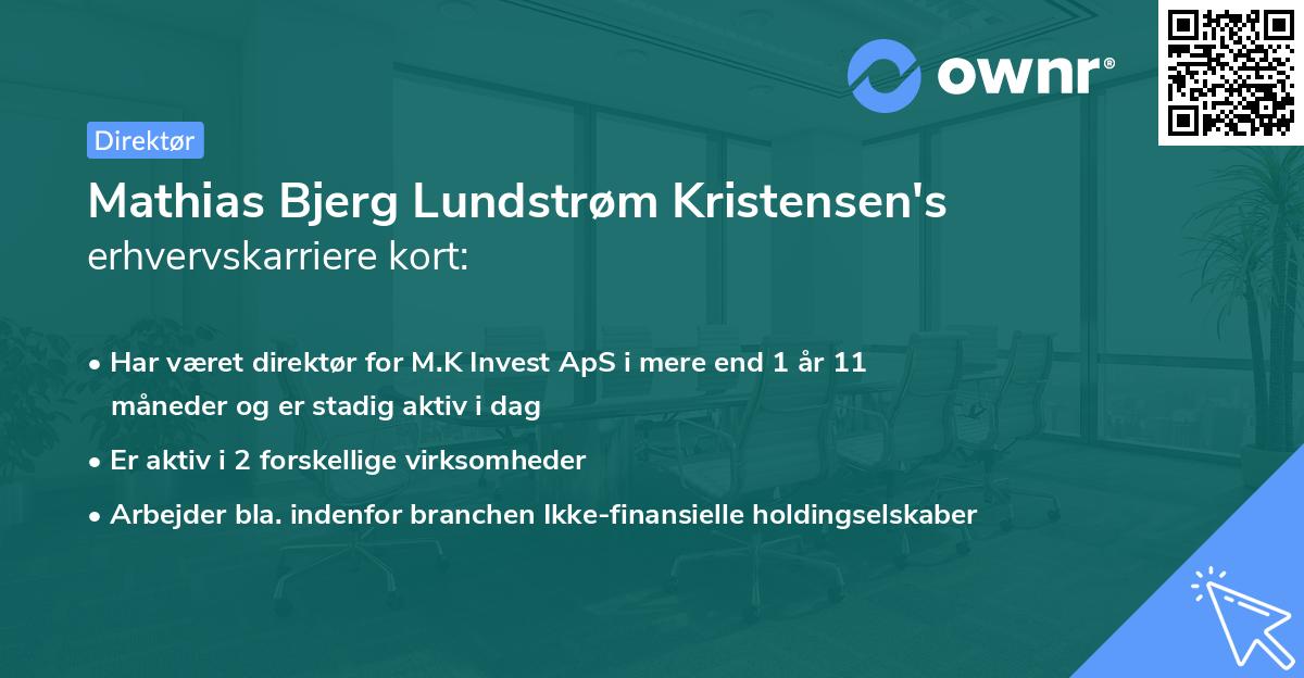 Mathias Bjerg Lundstrøm Kristensen's erhvervskarriere kort