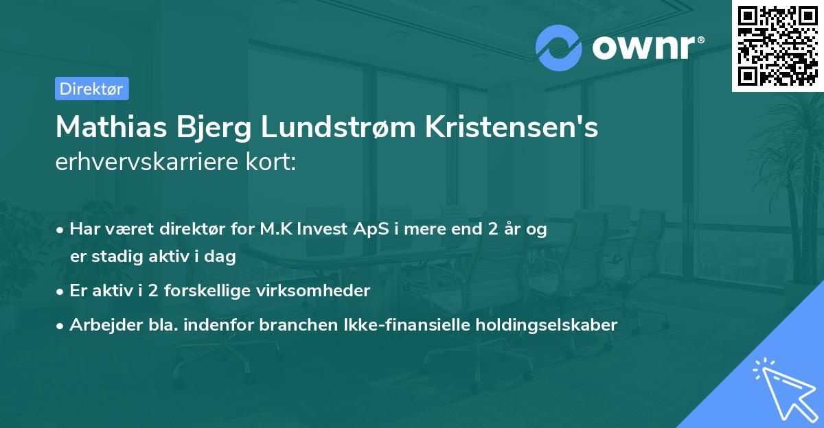 Mathias Bjerg Lundstrøm Kristensen's erhvervskarriere kort
