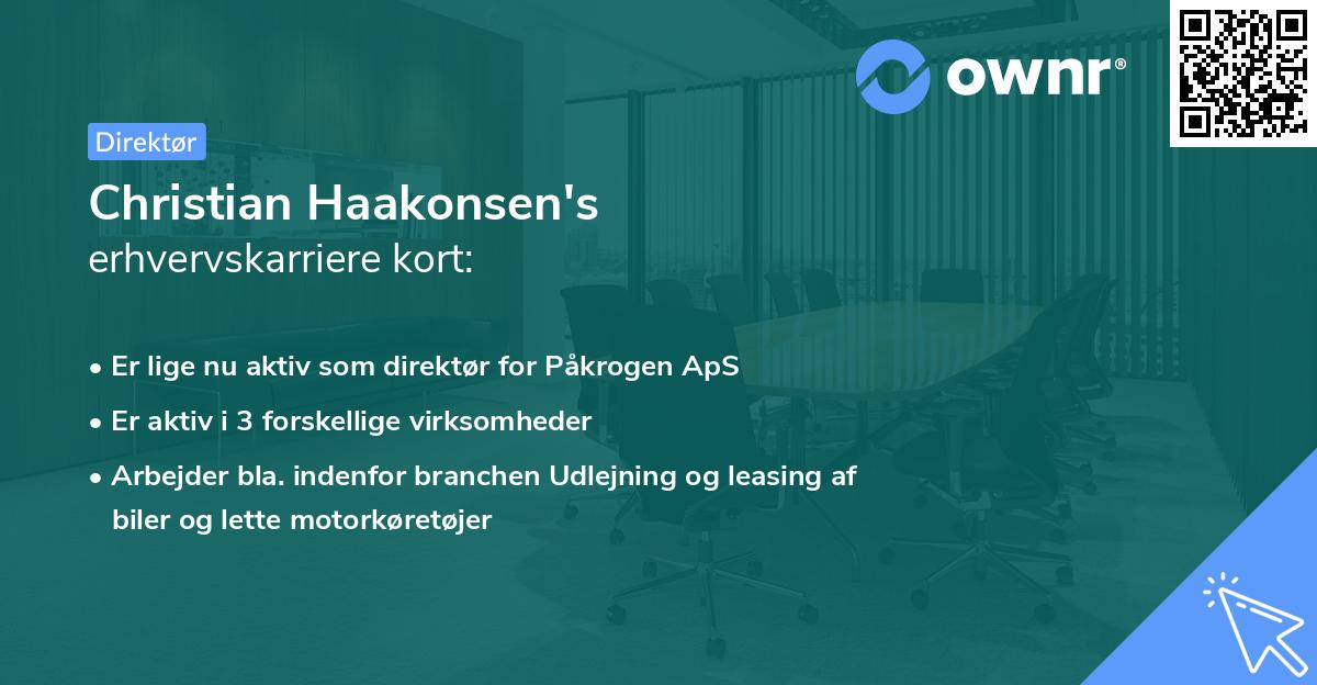 Christian Haakonsen's erhvervskarriere kort