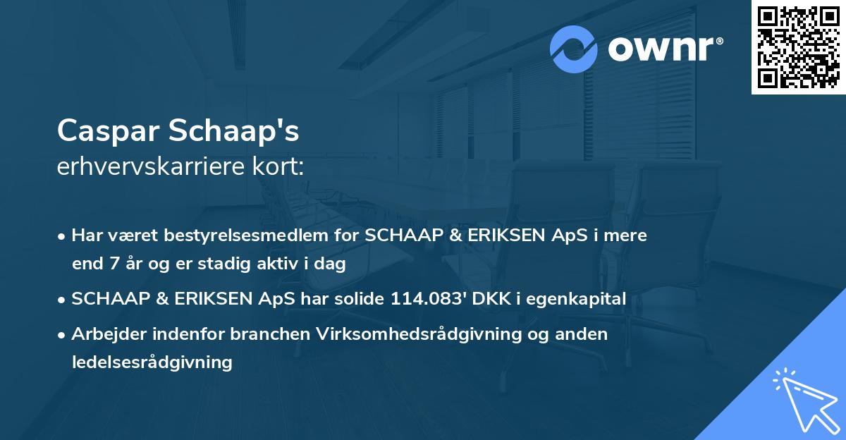 Caspar Schaap's erhvervskarriere kort