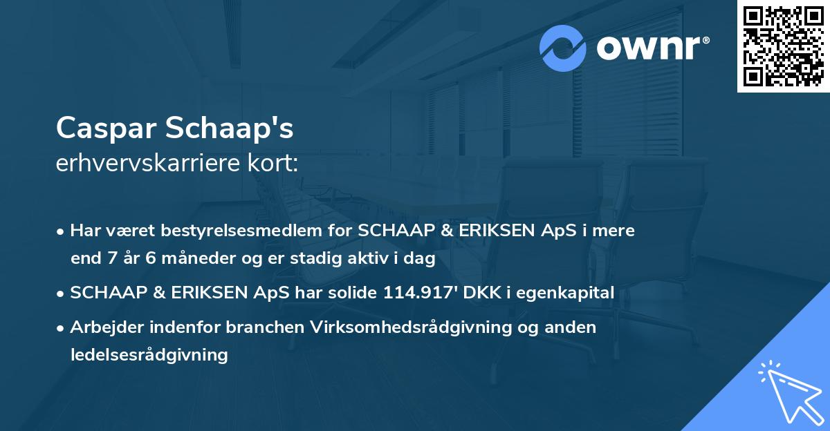 Caspar Schaap's erhvervskarriere kort