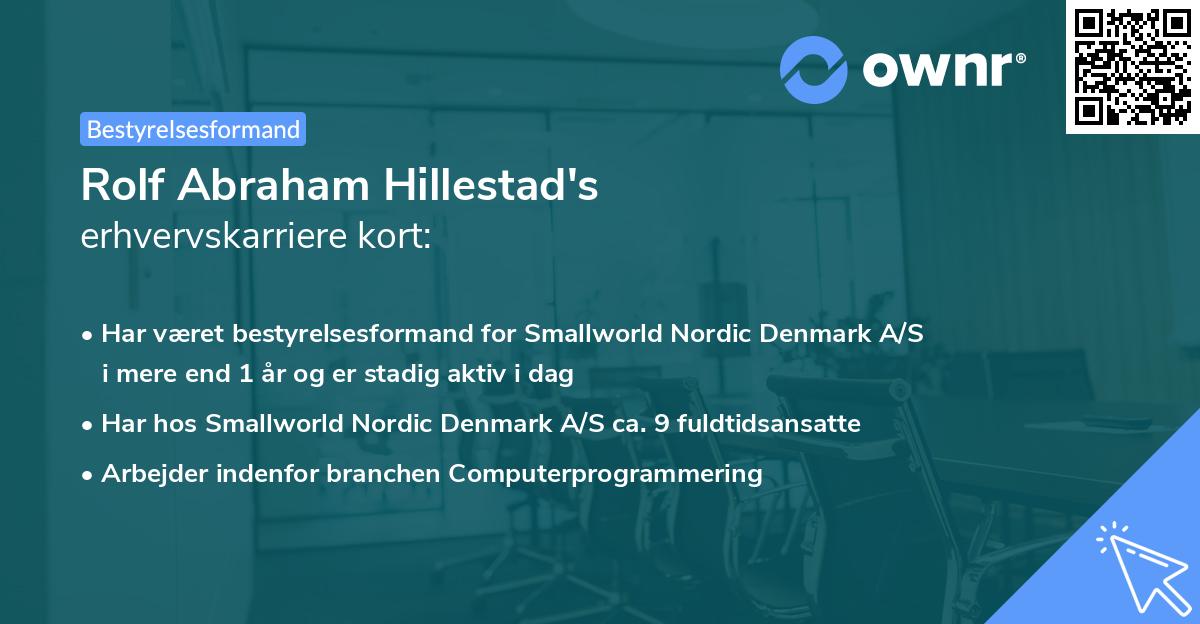 Rolf Abraham Hillestad's erhvervskarriere kort