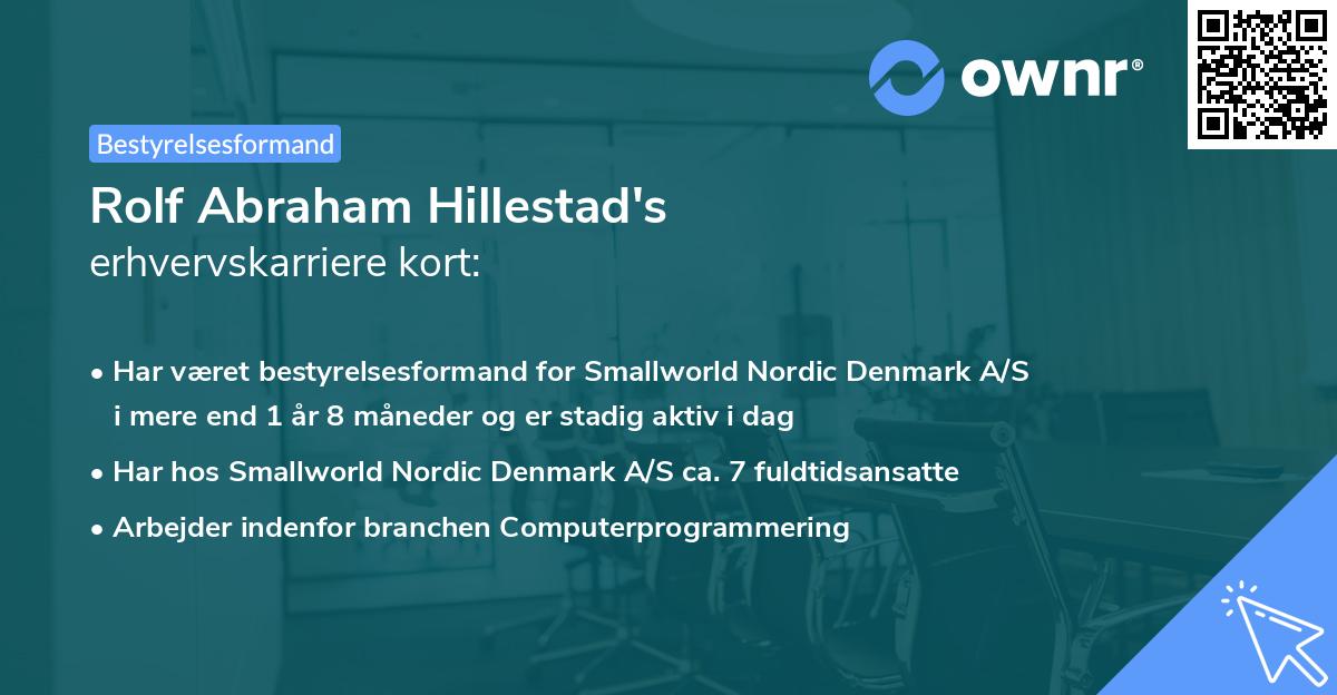 Rolf Abraham Hillestad's erhvervskarriere kort