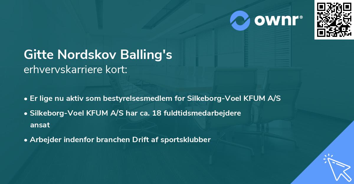 Gitte Nordskov Balling's erhvervskarriere kort