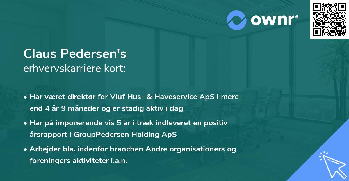 Claus Pedersen's erhvervskarriere kort