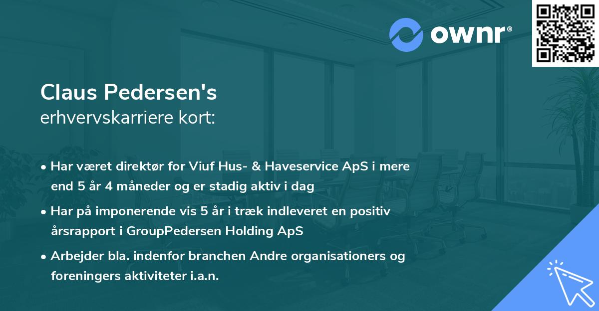 Claus Pedersen's erhvervskarriere kort