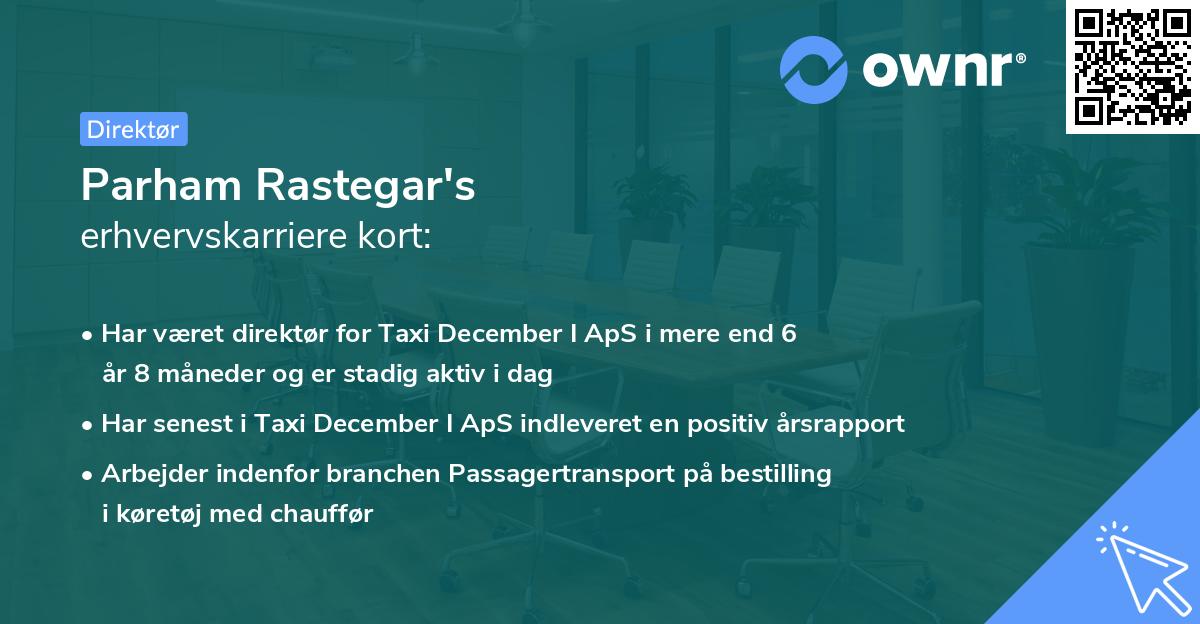 Parham Rastegar's erhvervskarriere kort