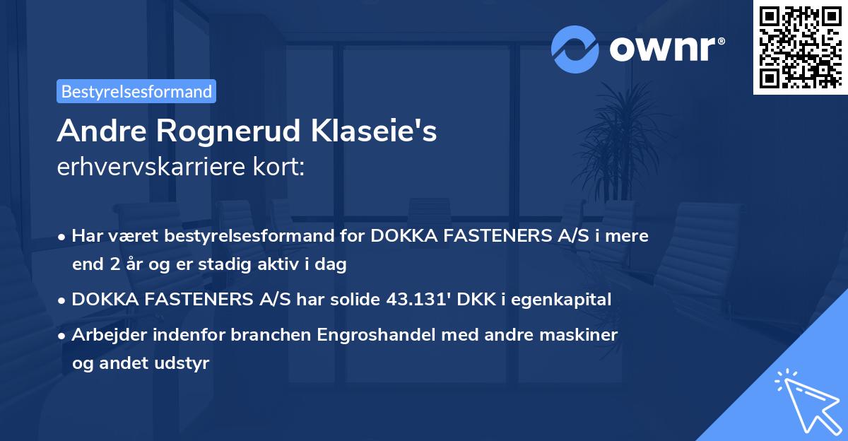 Andre Rognerud Klaseie's erhvervskarriere kort