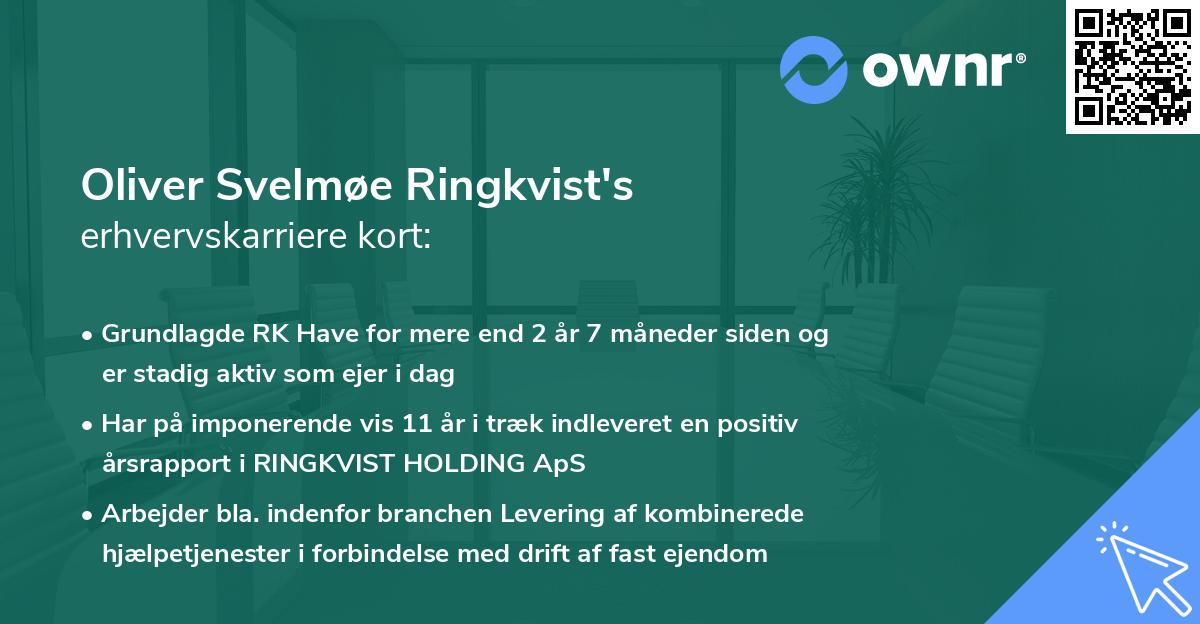 Oliver Svelmøe Ringkvist's erhvervskarriere kort