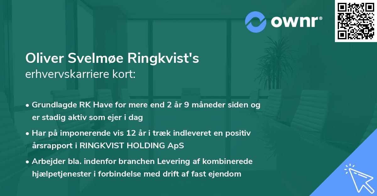Oliver Svelmøe Ringkvist's erhvervskarriere kort