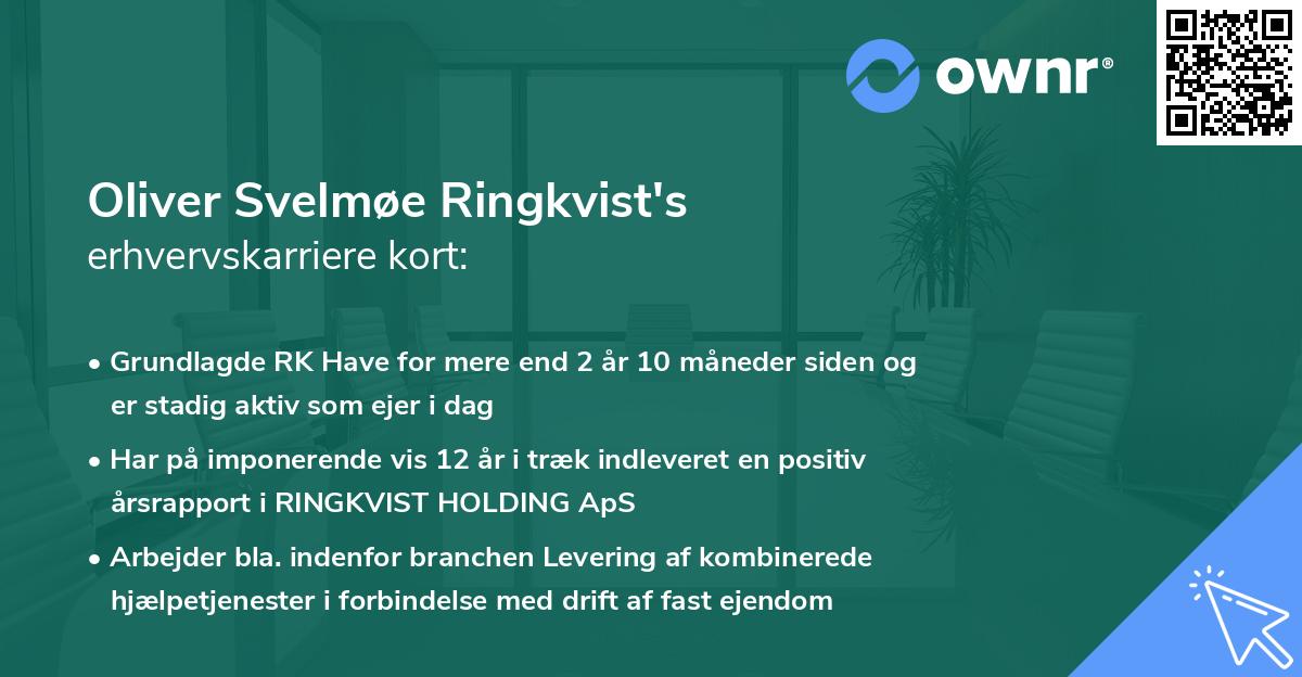 Oliver Svelmøe Ringkvist's erhvervskarriere kort