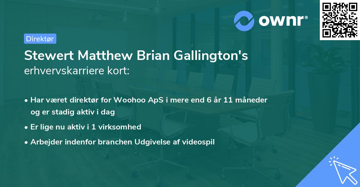 Stewert Matthew Brian Gallington's erhvervskarriere kort