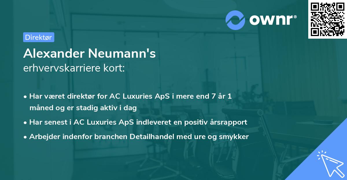 Alexander Neumann's erhvervskarriere kort