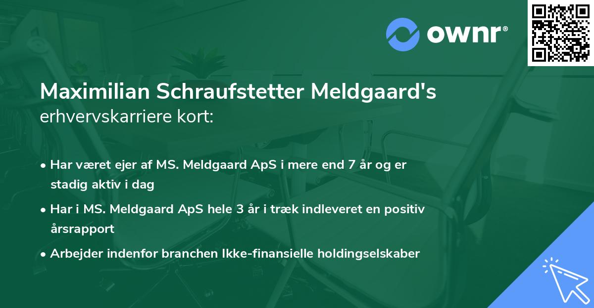 Maximilian Schraufstetter Meldgaard's erhvervskarriere kort