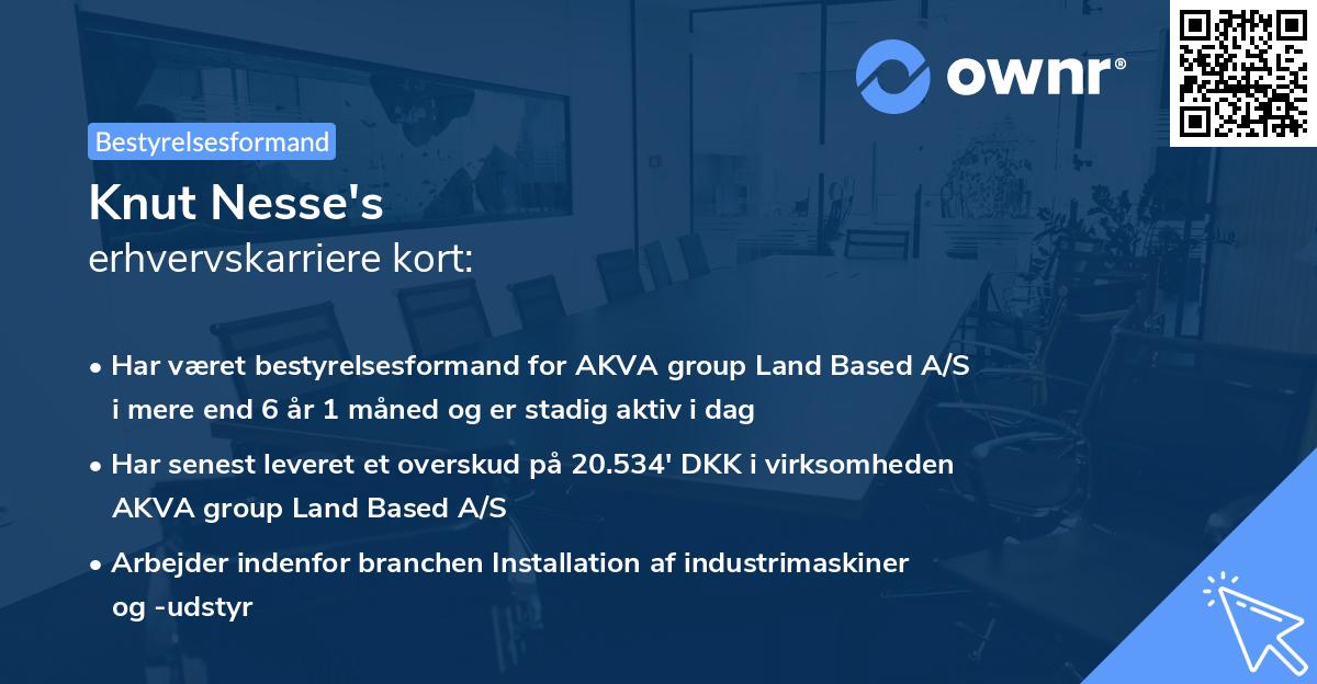 Knut Nesse's erhvervskarriere kort
