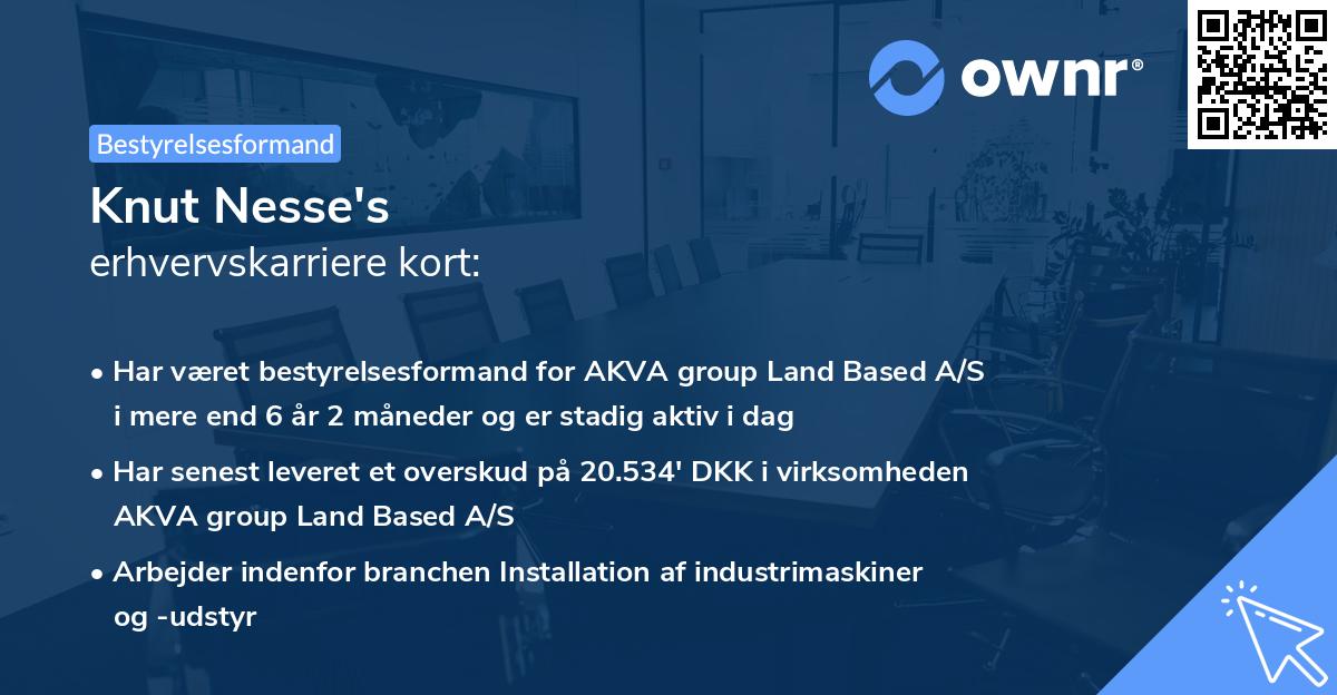 Knut Nesse's erhvervskarriere kort