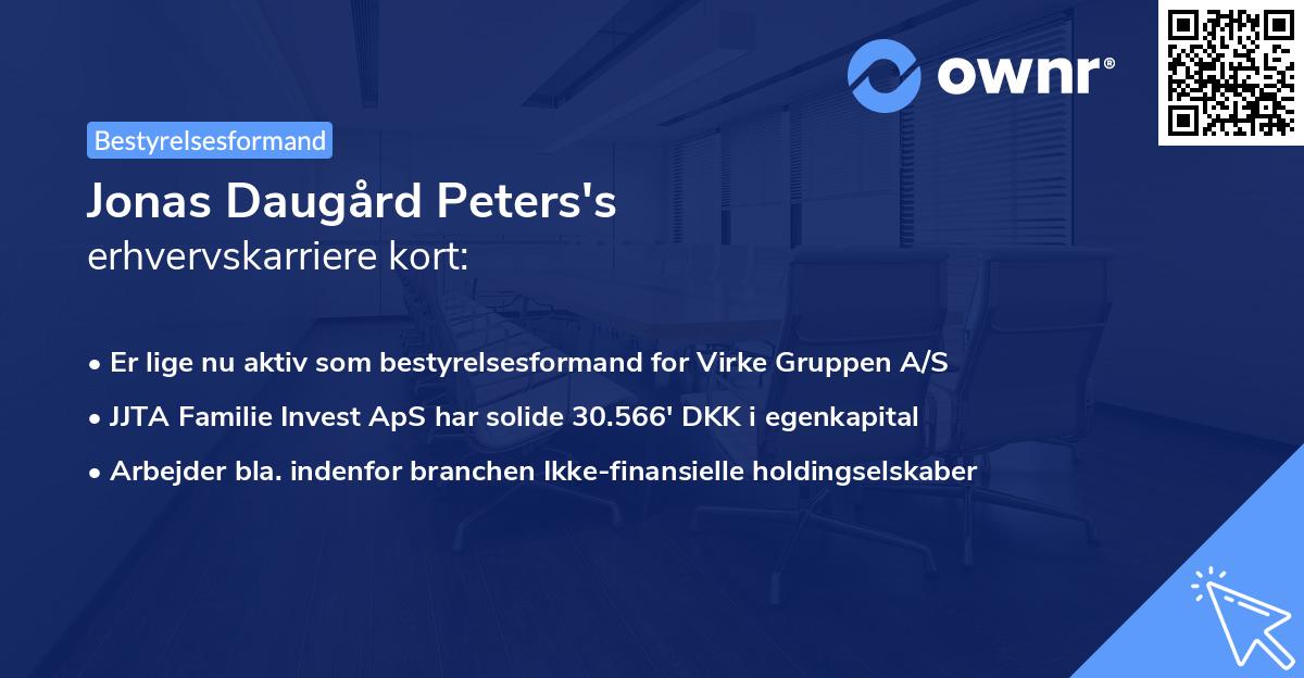 Jonas Daugård Peters's erhvervskarriere kort