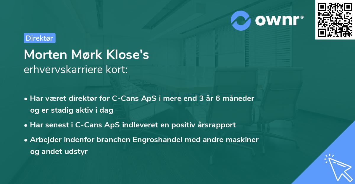 Morten Mørk Klose's erhvervskarriere kort