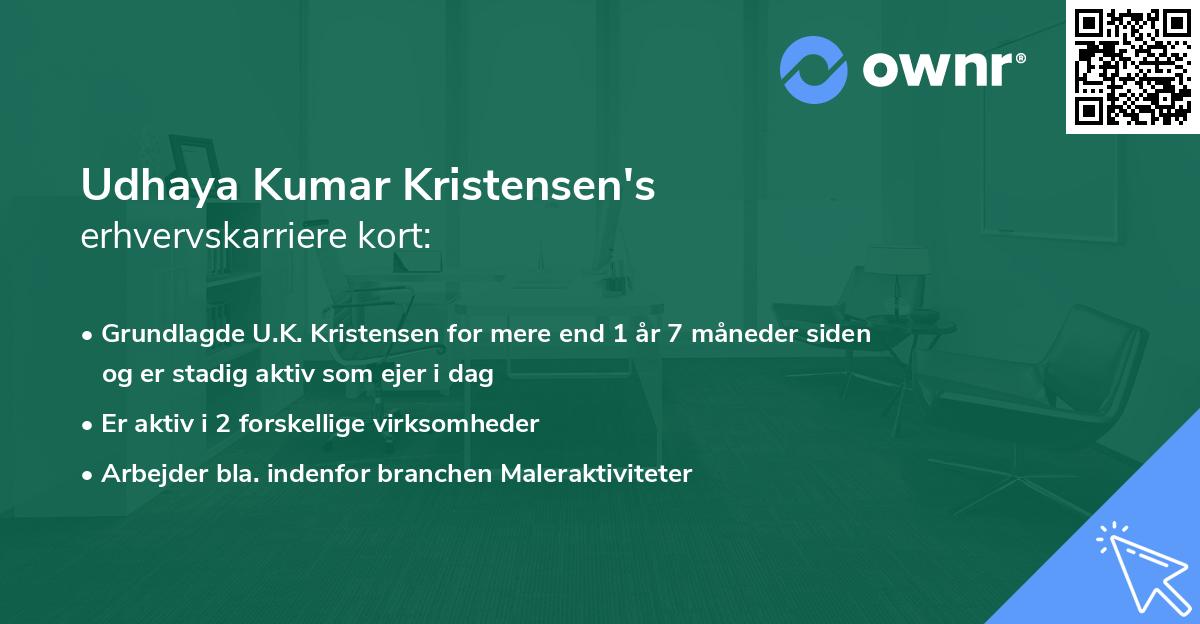 Udhaya Kumar Kristensen's erhvervskarriere kort