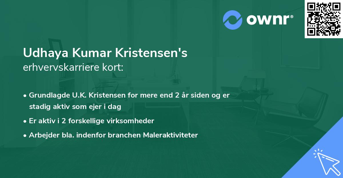 Udhaya Kumar Kristensen's erhvervskarriere kort
