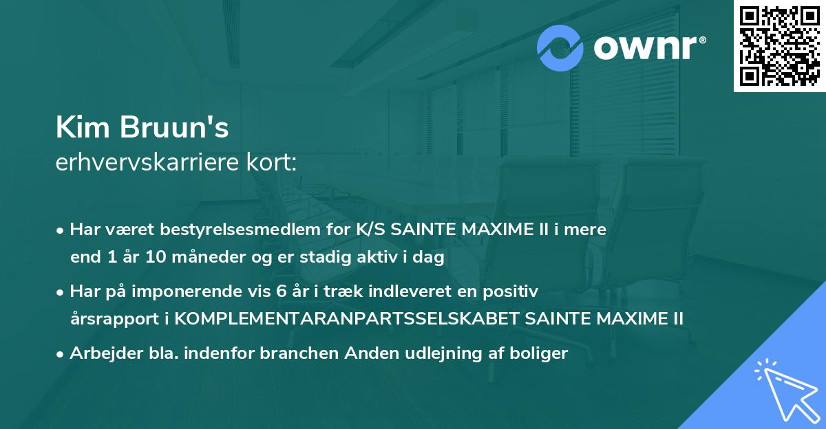 Kim Bruun's erhvervskarriere kort