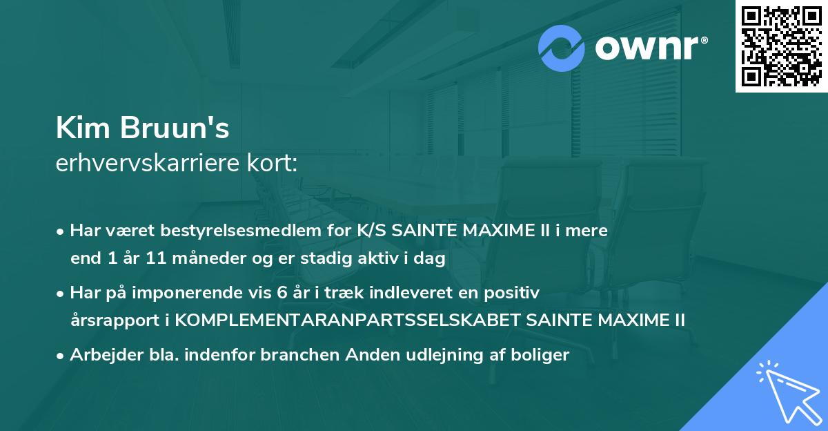Kim Bruun's erhvervskarriere kort