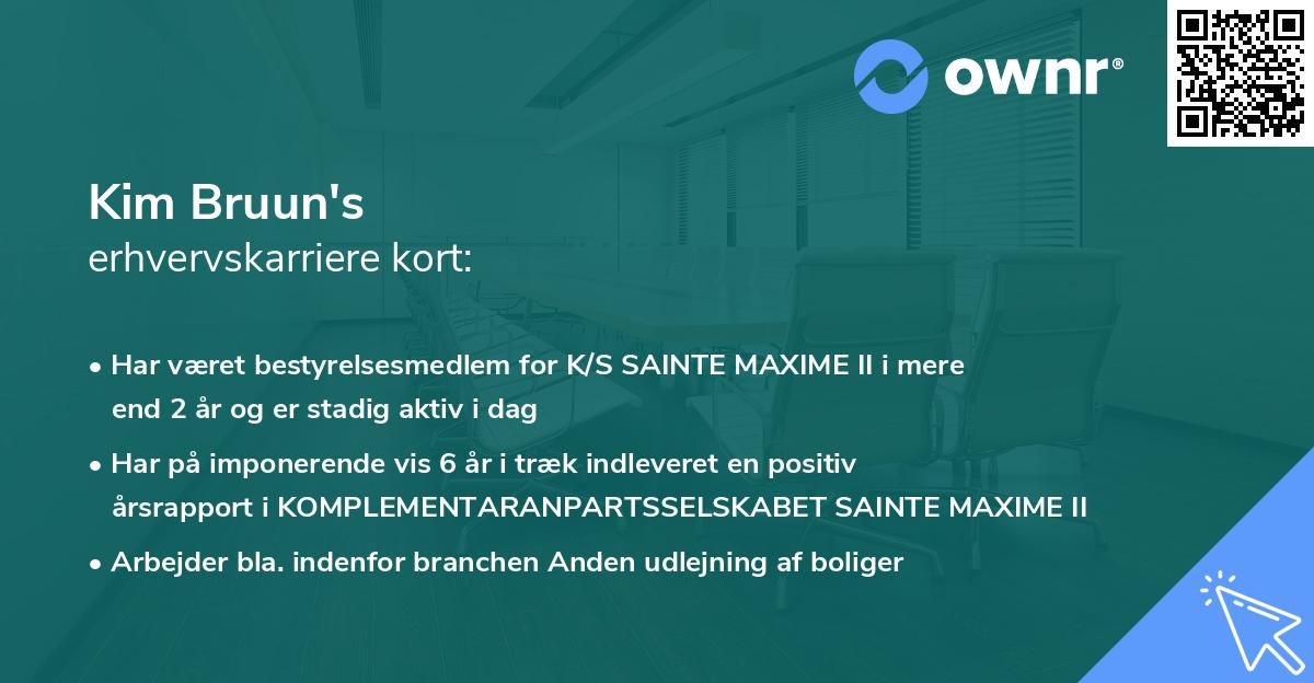 Kim Bruun's erhvervskarriere kort