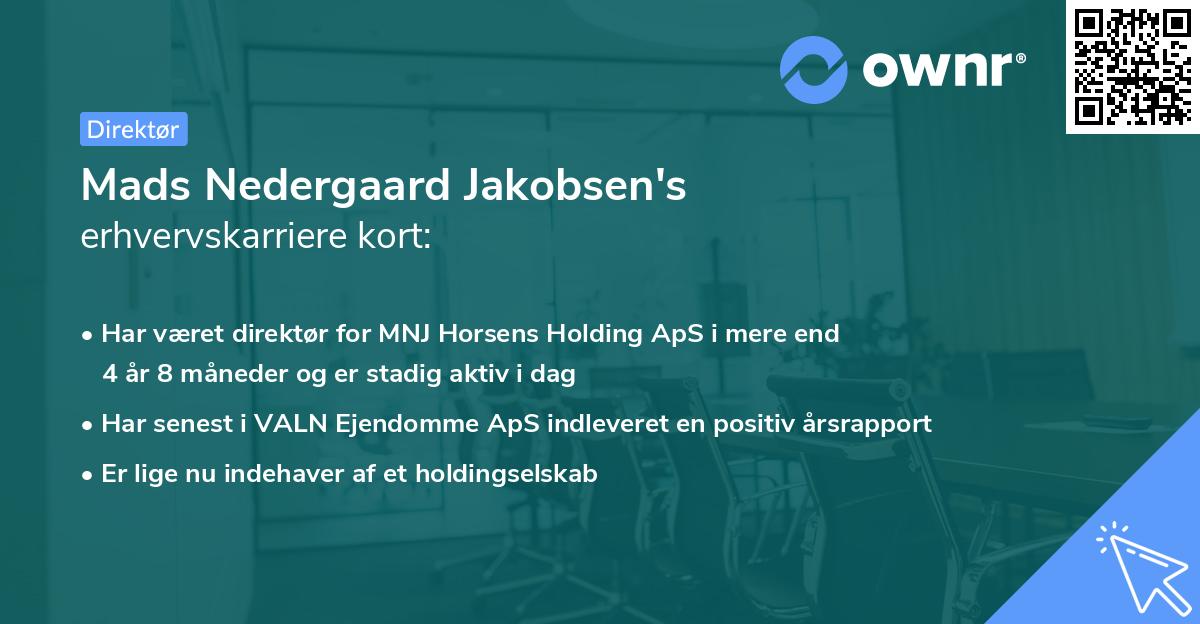 Mads Nedergaard Jakobsen's erhvervskarriere kort