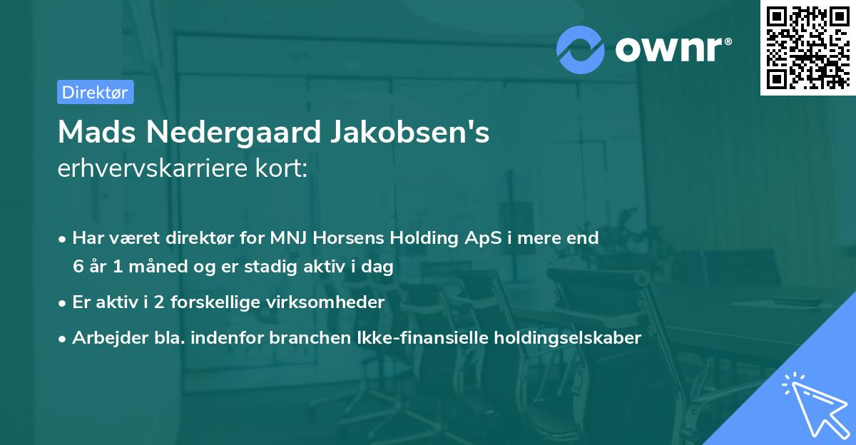 Mads Nedergaard Jakobsen's erhvervskarriere kort