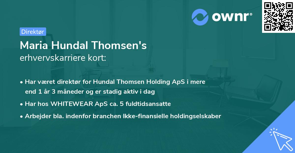 Maria Hundal Thomsen's erhvervskarriere kort