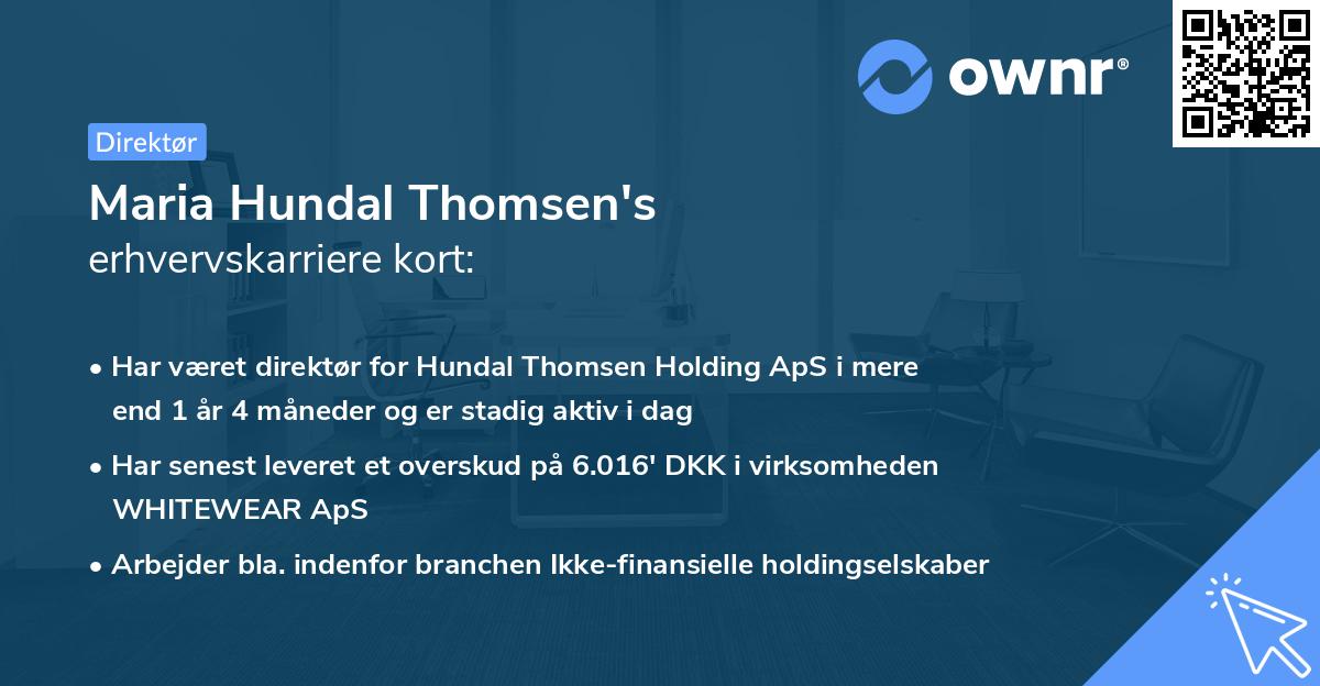 Maria Hundal Thomsen's erhvervskarriere kort