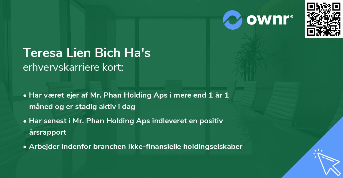 Teresa Lien Bich Ha's erhvervskarriere kort