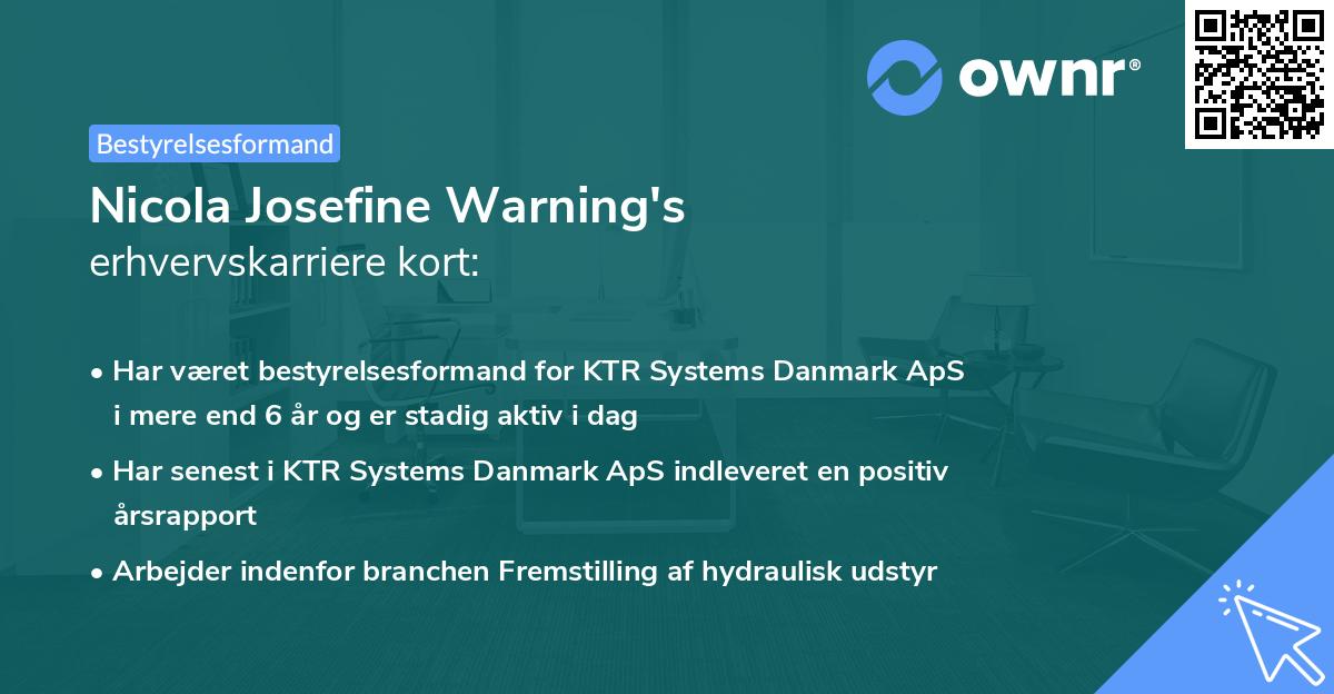 Nicola Josefine Warning's erhvervskarriere kort