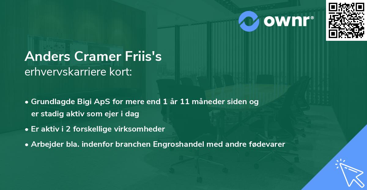 Anders Cramer Friis's erhvervskarriere kort