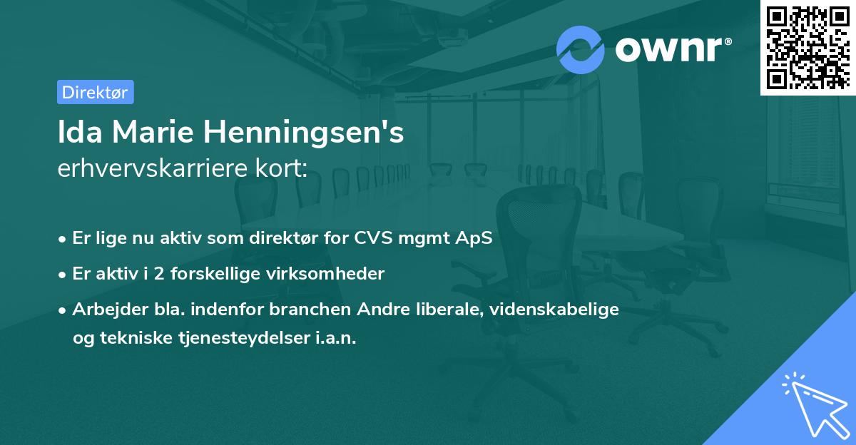 Ida Marie Henningsen's erhvervskarriere kort