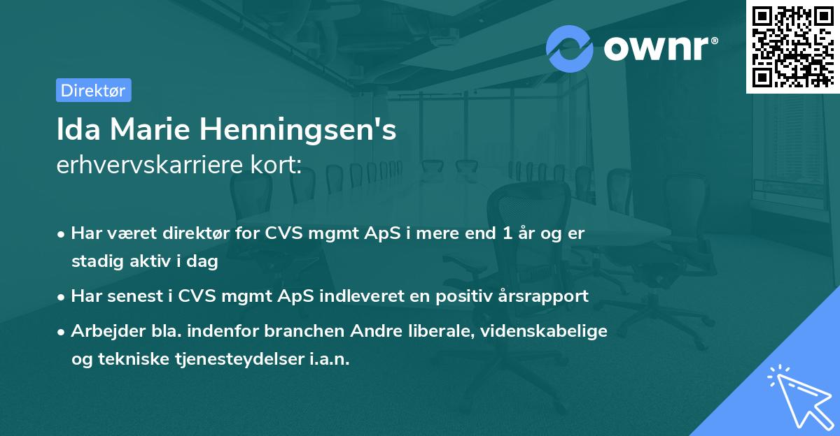 Ida Marie Henningsen's erhvervskarriere kort