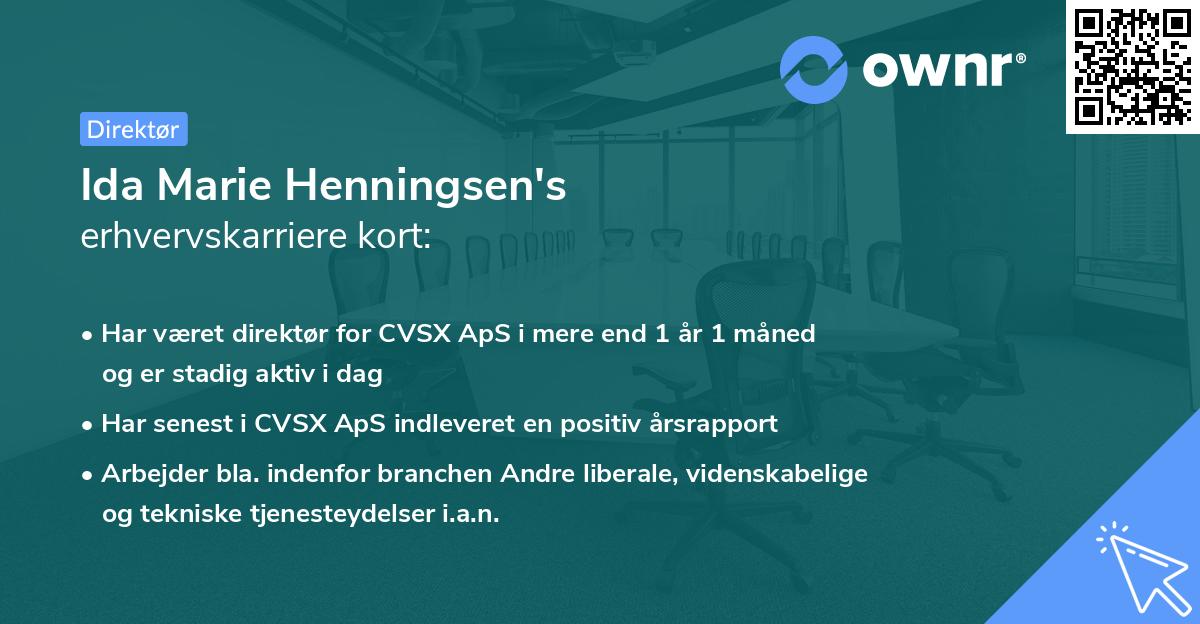 Ida Marie Henningsen's erhvervskarriere kort