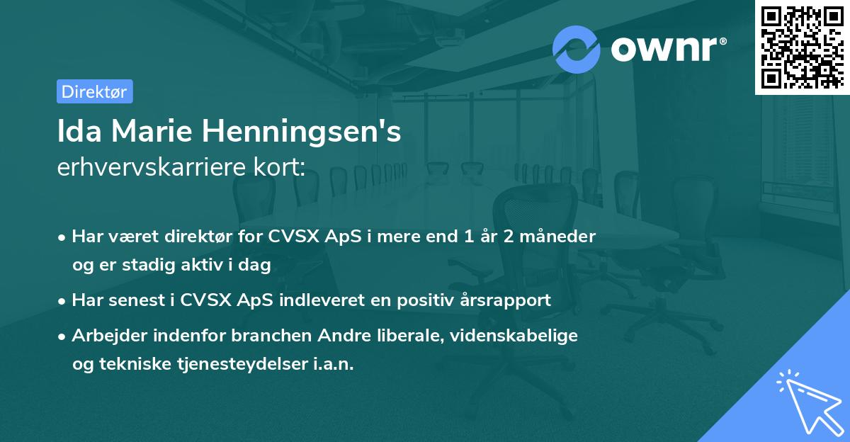 Ida Marie Henningsen's erhvervskarriere kort