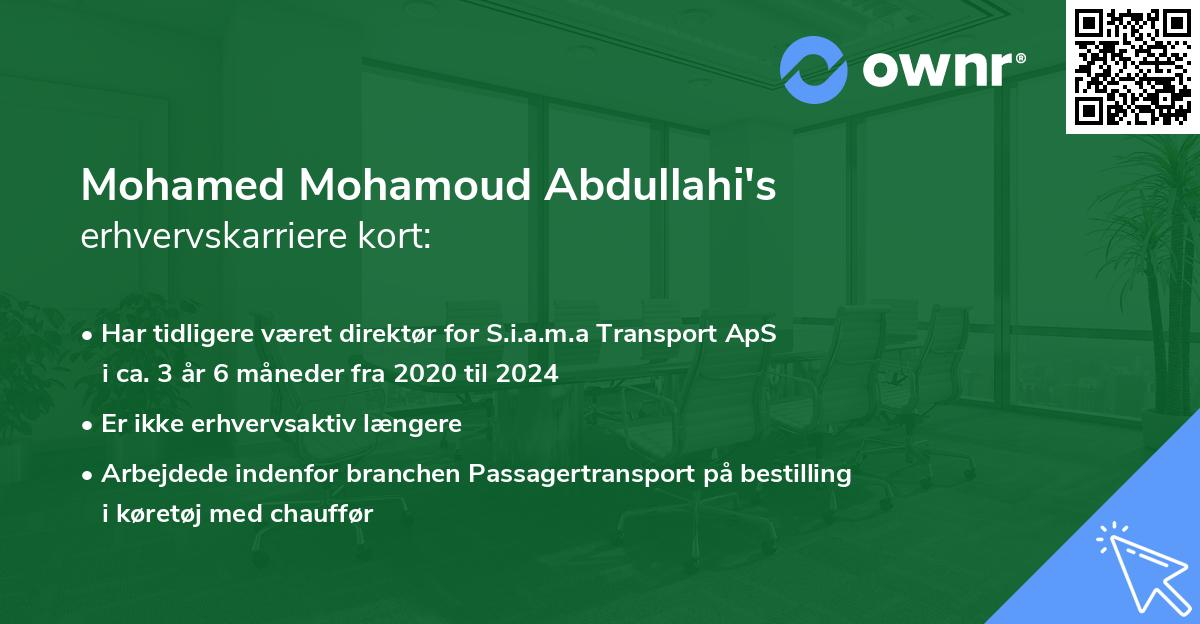 Mohamed Mohamoud Abdullahi's erhvervskarriere kort