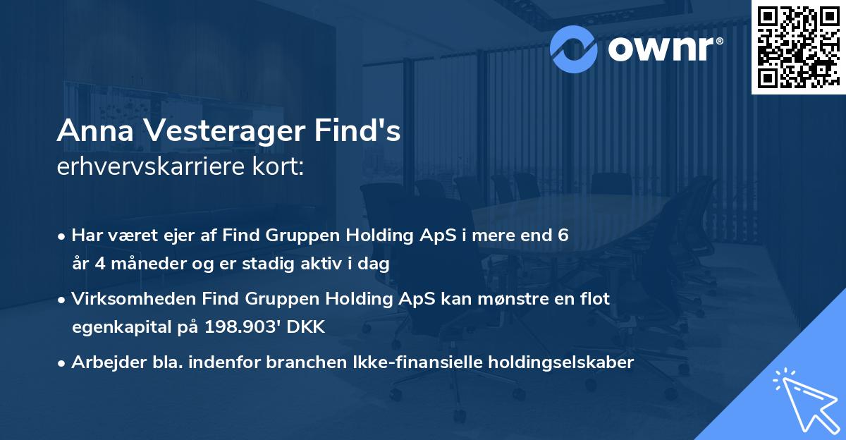 Anna Vesterager Find's erhvervskarriere kort