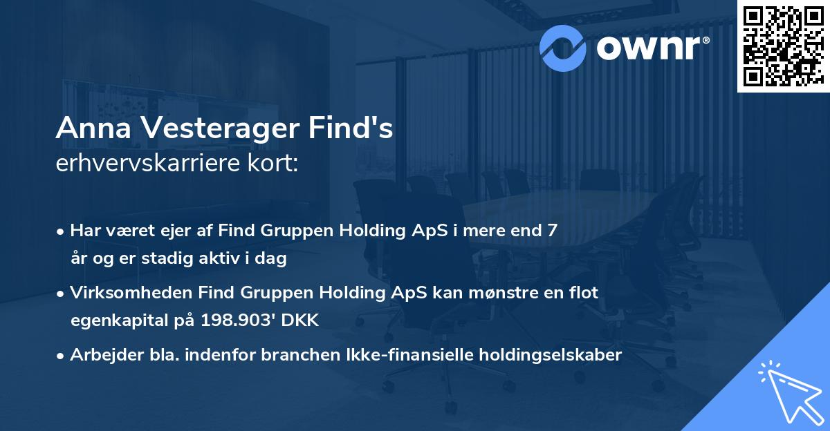 Anna Vesterager Find's erhvervskarriere kort